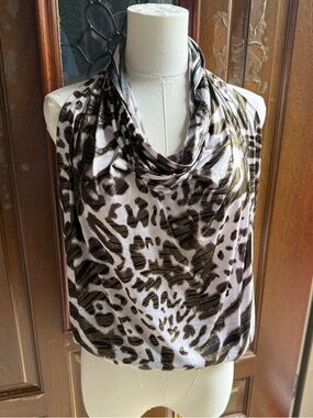 BCBGMaxAzria Leopard-Print Draped Halter Top